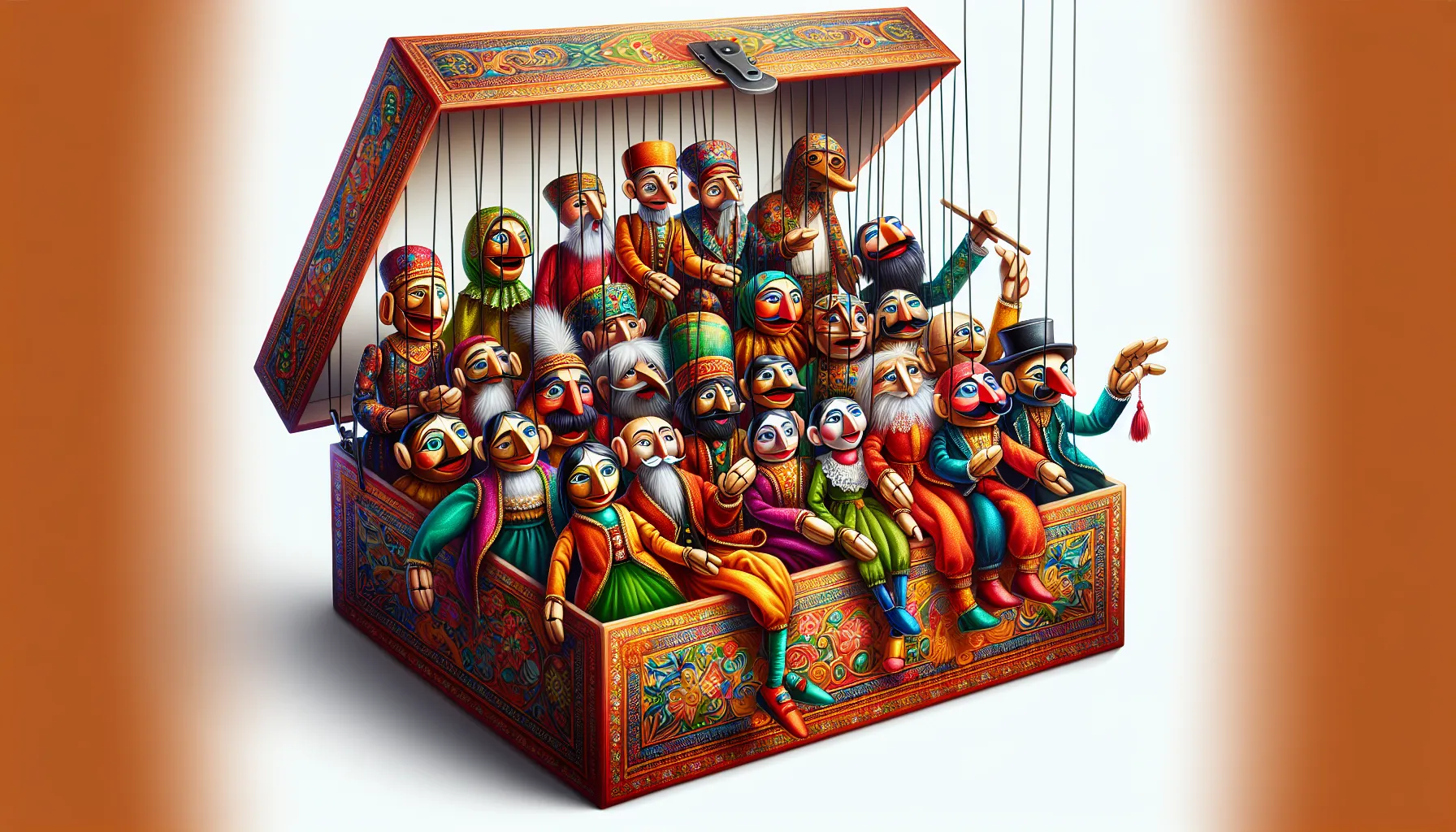 Uma caixa de fantoches é uma caixa onde são guardados e organizados os fantoches. Os fantoches são bonecos ou marionetes que são usados para contar histórias ou encenar peças teatrais. Essa caixa é geralmente feita de madeira ou papelão e possui compartimentos ou divisórias para armazenar cada fantoche de forma organizada. Ter uma caixa de fantoches facilita o